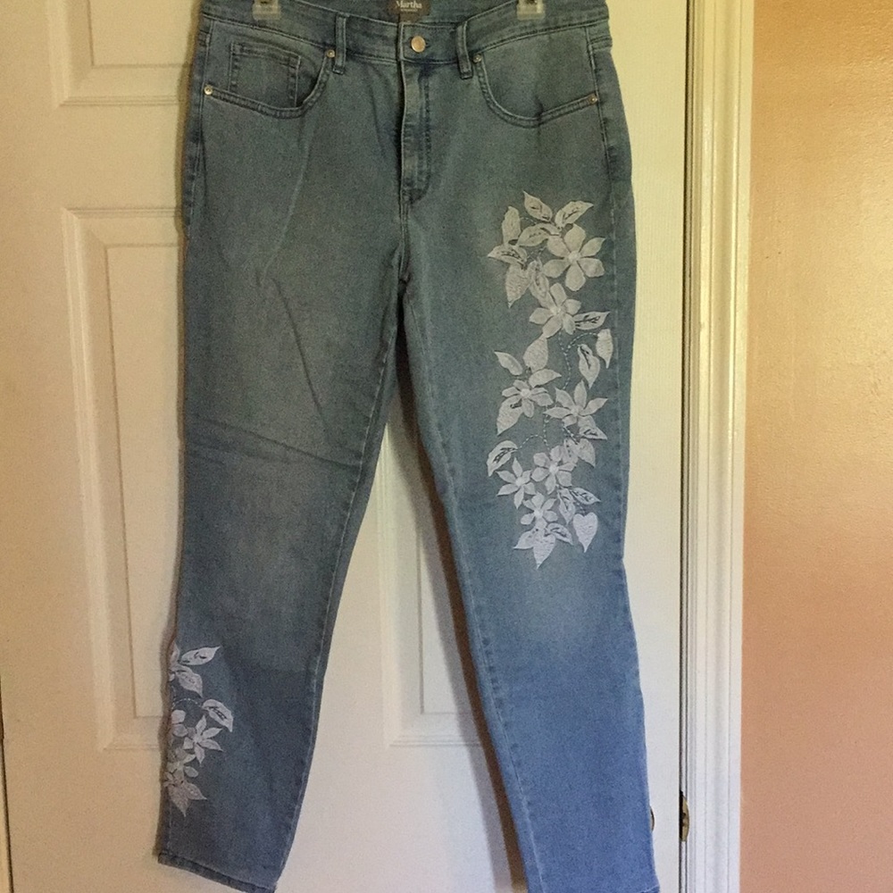 Martha Stewart embroidered jeans size 12